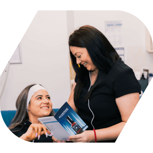 Therapist and patient in a skin consult