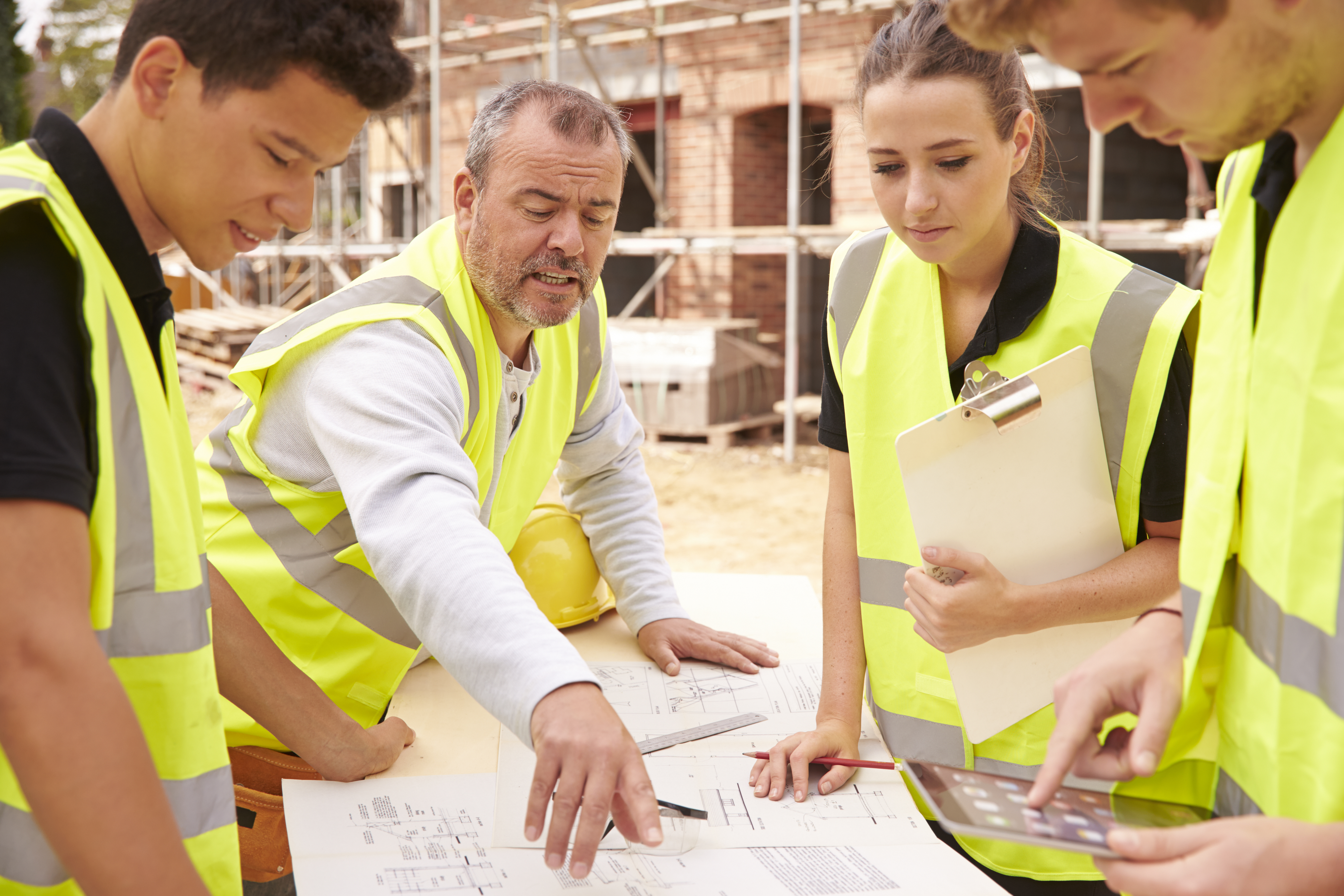 Workers building engineers